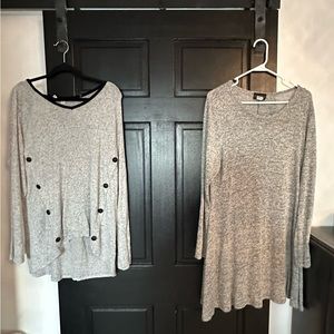 Cream Long Sleeve Crew Neck Dress Casual